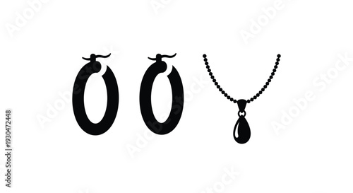 Black and white illustration of eyes and a beaded necklace