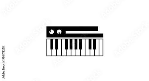 Black Digital Piano Keyboard Musical Instrument, Isolated White Background