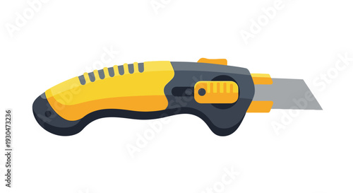 A brightly colored utility knife with a retractable blade is displayed