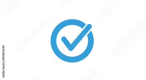 Blue Checkmark Icon in a Circle, Symbolizing Approval, Completion, and Correctness, Isolated White Background