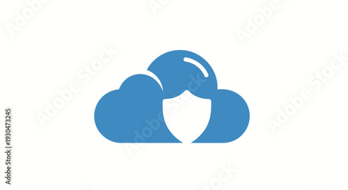 Blue cloud with shield icon symbolizing robust cloud security and data protection on isolated white background