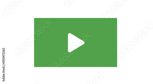 Bright green play button icon for video, multimedia content, and starting playback on isolated white background