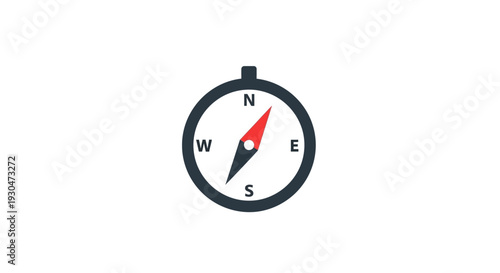 Classic compass icon for navigation, direction, and exploration on isolated white background