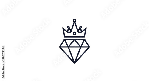 Elegant diamond with crown icon symbolizing royalty, luxury, and premium quality on isolated white background