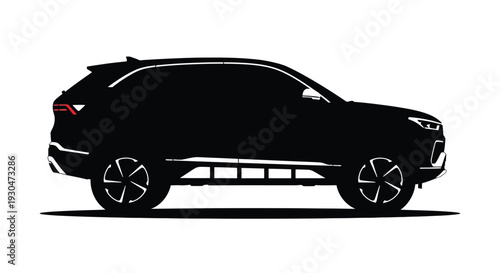 Silhouette of a modern suv vehicle against a white background