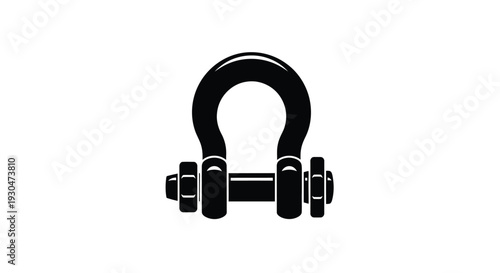 A simple black and white illustration of a shackle with a pin