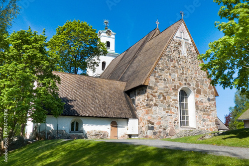 Medieval fieldstone church ...