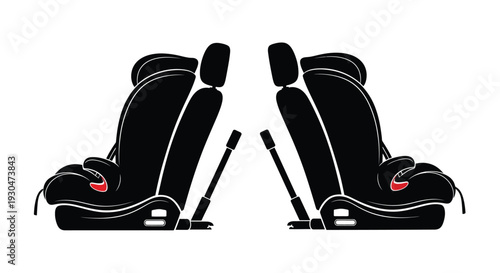 Two black car seats facing opposite directions safety first