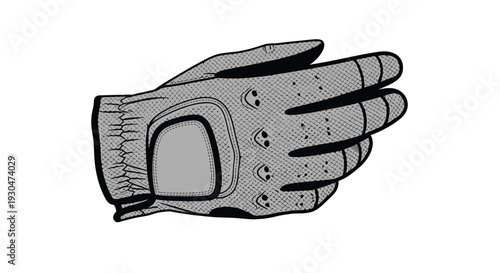 A grayscale illustration of a textured sporty racing glove
