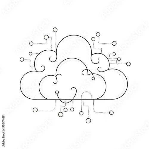 Cloud Computing Network System Illustration.