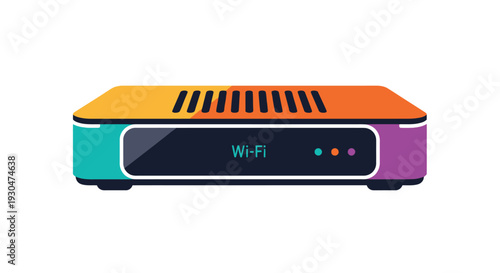 Colorful set top box illustration with wifi indicator and ventilation slots