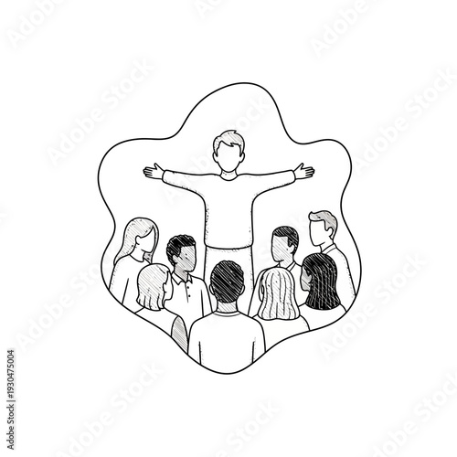 Man Standing and Speaking to Group.