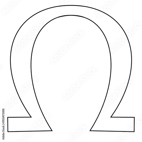 Large outlined omega symbol illustration on clean white background
