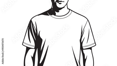 Vector graphic illustration of a man's t-shirt template on a white background suitable for design and fashion projects.