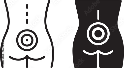 Bold lower back pain icon editable stroke.