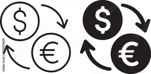 Bold currency exchange icon dollar euro editable stroke.