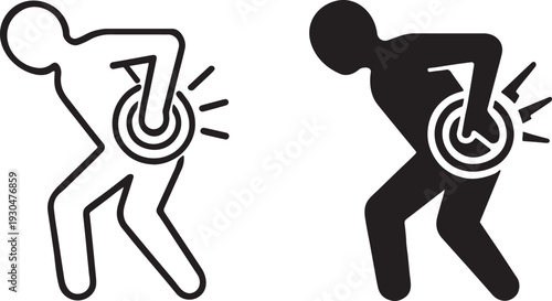 Bold backache radiculitis icon flat editable stroke.