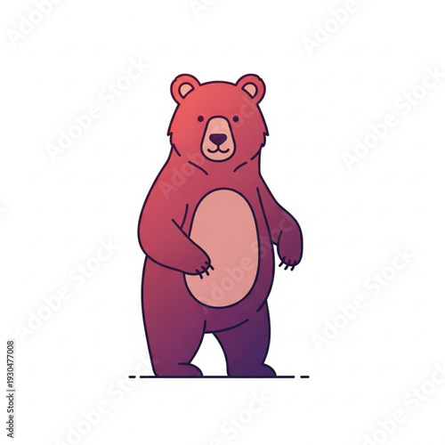 Vector red bear cartoon illustration