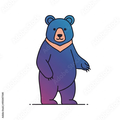 Vector illustration of a blue and purple bear