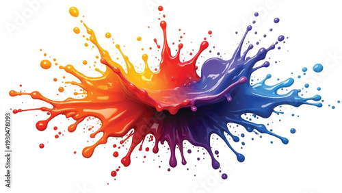 Colorful paint splash isolated on white background. Abstract colorful splash. Colorful paint explosion, illustration.
