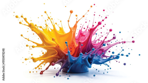 Colorful paint splash isolated on white background. Abstract colorful splash. Colorful paint explosion, illustration.