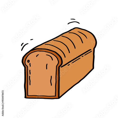 Hand drawn loaf of bread illustration, fresh whole wheat bread doodle. Bakery element for cafe and bakery menu design