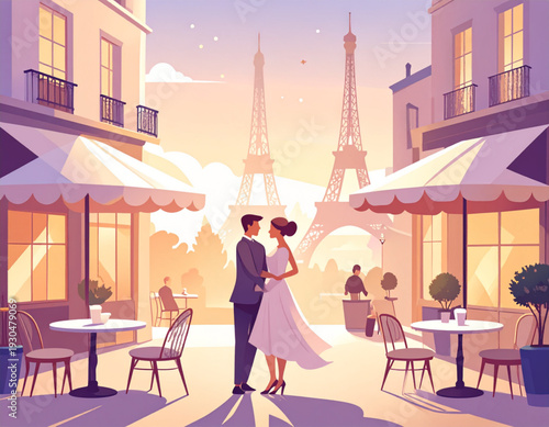 Parisian Cafe Eiffel Romance