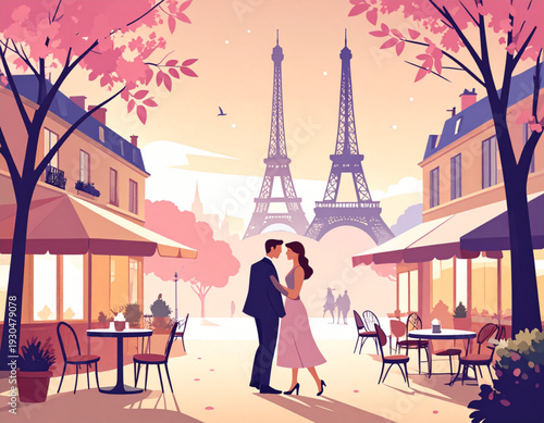 Parisian Cafe Eiffel Romance