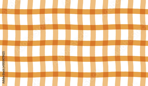 A yellow and white checkered tablecloth on a white background, seamless pattern