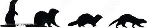 Otter and beaver silhouette vector set. Semi aquatic mammal collection in black. River wildlife icons isolated for logo design, nature branding and conservation graphics.