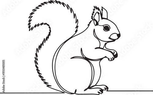Continuous line art squirrel illustration single unbroken line drawing