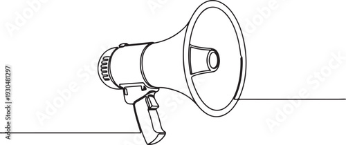 Continuous line art of a megaphone illustration