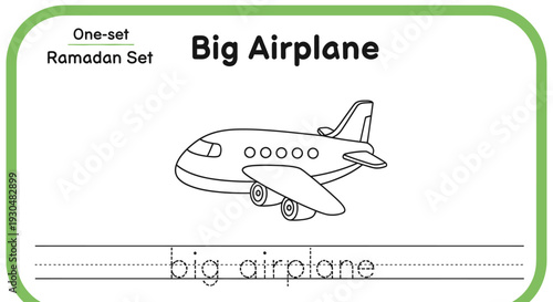 Big Airplane Coloring Page for Kids: Learn to Trace and Draw