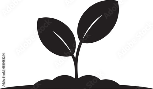 Simple black plant sprout leaves