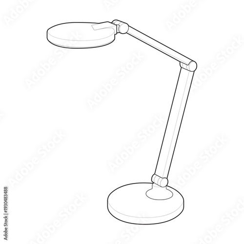 Adjustable task lamp mechanical wireframe showing arm linkage structure