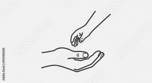 Two hands holding and giving a medical pill symbolizing healthcare and support