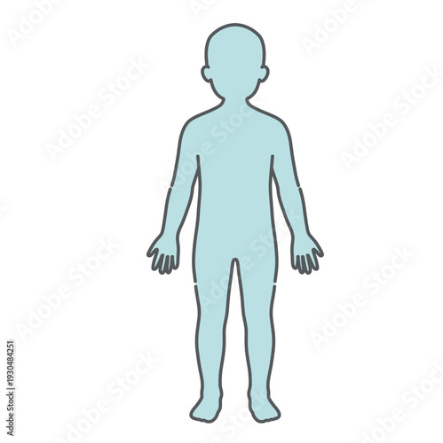 人体図・全身シルエットのベースイラスト（子供・正面）