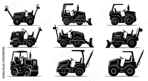 Tractor Loader Silhouette Vector Illustration