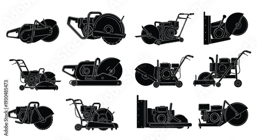 Concrete Mixer Silhouette Vector Set Illustration