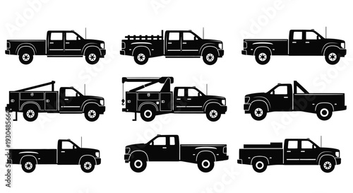 Pickup Truck Silhouette Collection Illustration
