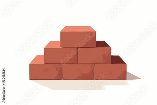 Brick stack on white background. Illustration of a stack of bricks. Illustration of stack of bricks.