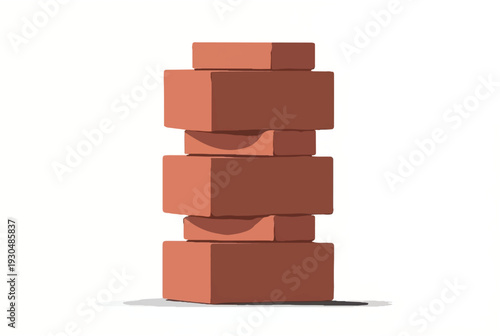 Brick stack on white background. Illustration of a stack of bricks. Illustration of stack of bricks.