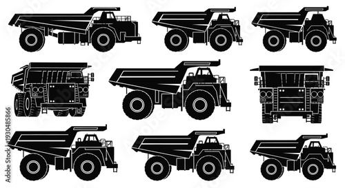 Dump Truck Heavy Vehicle Silhouette Collection Illustration