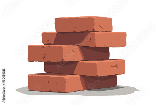 Brick stack on white background. Illustration of a stack of bricks. Illustration of stack of bricks.