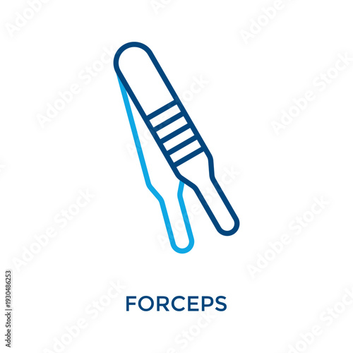 Forceps Icon Outline Color Style. Vector Illustration For Graphic Design
