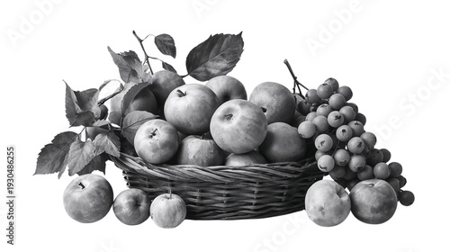 apples and blueberries in a basket