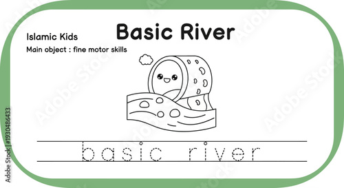 Cute Cartoon River Character for Kids' Fine Motor Skills Practice