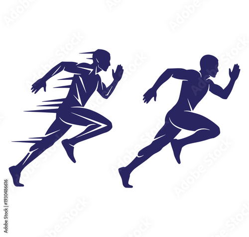 Silhouette runners in motion dynamic illustration representing speed competition and sprinting