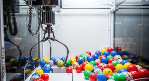Claw Machine Filled with Colorful Balls.
