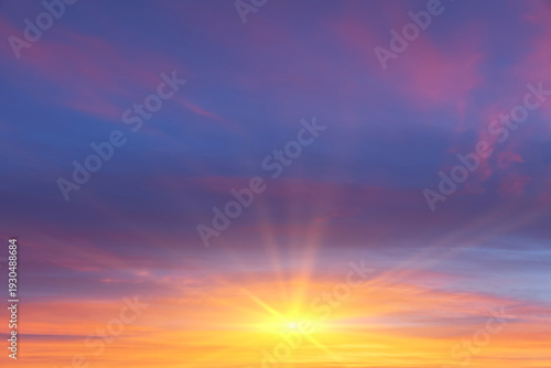 Dawn sunlight creating amazing colourful pink and ornage sky